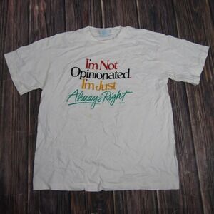 Vintage Peacock Shirt Mens XL White I'm Not Opinionated Always Right Graphic 90s